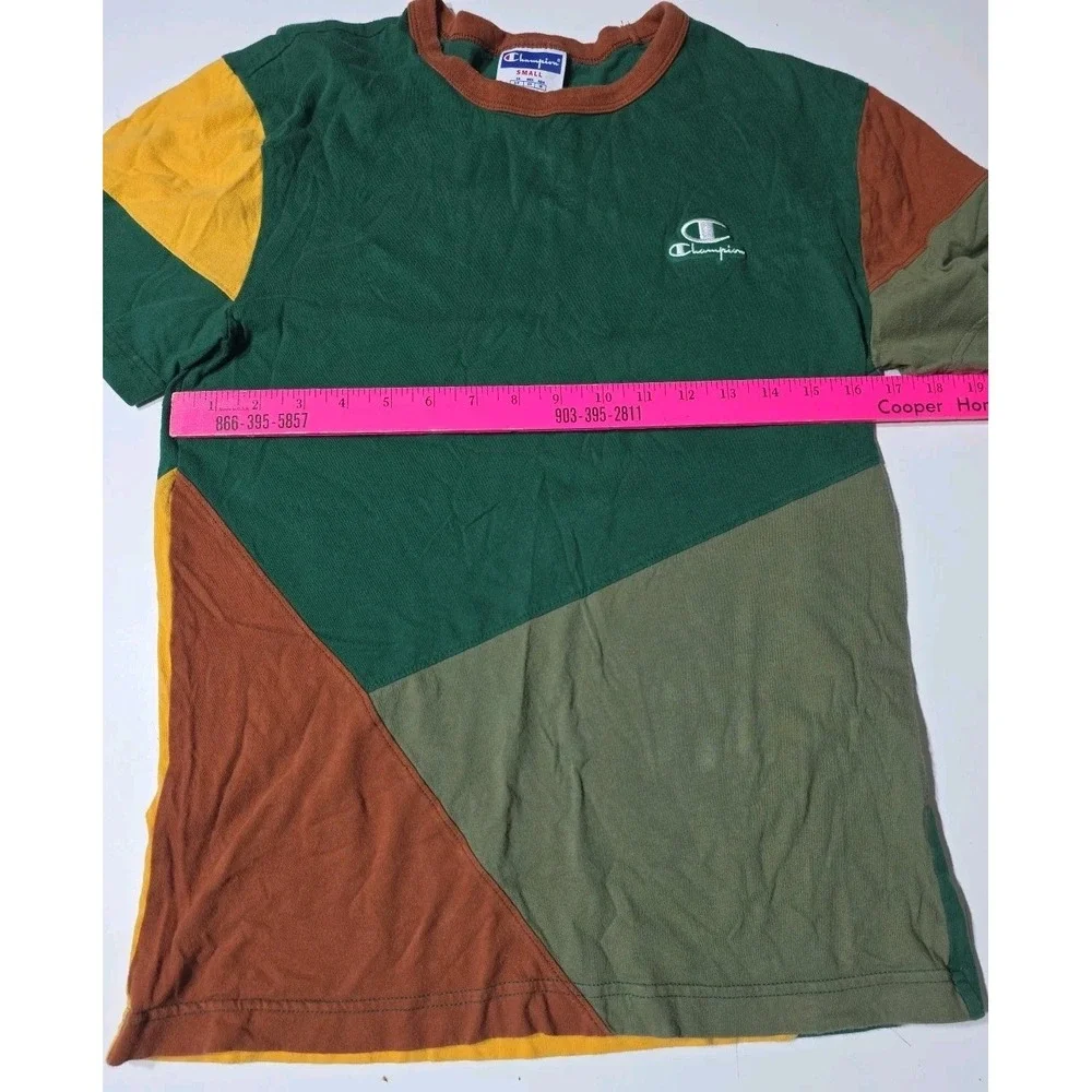 Champion Multi-Color Striped Mens T-Shirt Size Small 80s‎ 90s Colorblock - Picture 5 of 9
